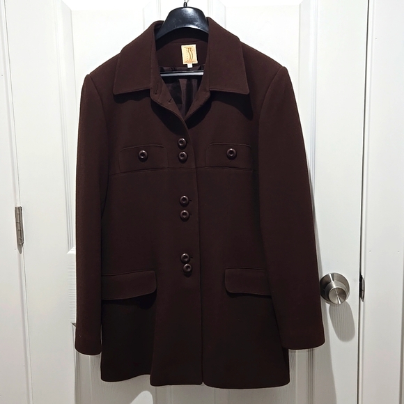 Atelier Paris vintage women's chocolate brown lined button-down jacket size 14 - Picture 1 of 8